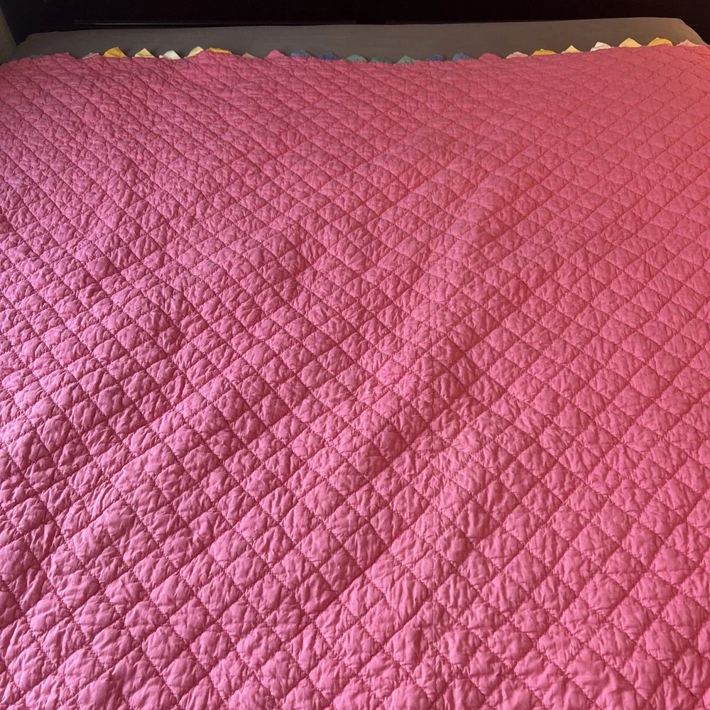 Prarie Point Rainbow Quilt Handmade Patchwork Stair Step 70
